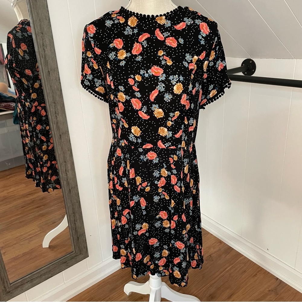 Xhilaration Black Floral Dot Dress